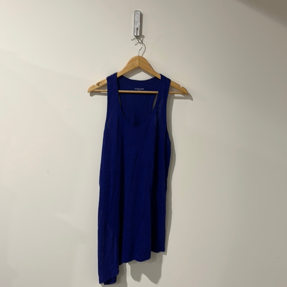 • Eileen Fisher • Tank Top Asymmetrical Dress Blue Small Organic Linen Cotton